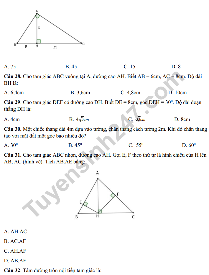 De thi HK 1 mon Toan lop 9 (Co dap an) 2022 - THCS Gia Thuy