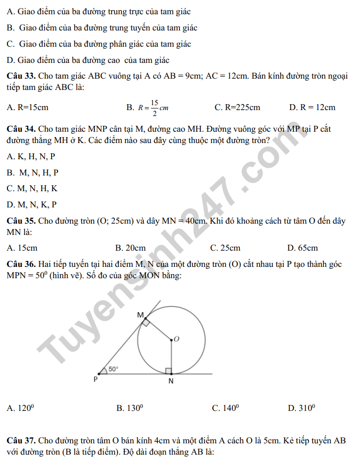 De thi HK 1 mon Toan lop 9 (Co dap an) 2022 - THCS Gia Thuy