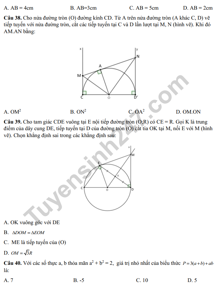 De thi HK 1 mon Toan lop 9 (Co dap an) 2022 - THCS Gia Thuy