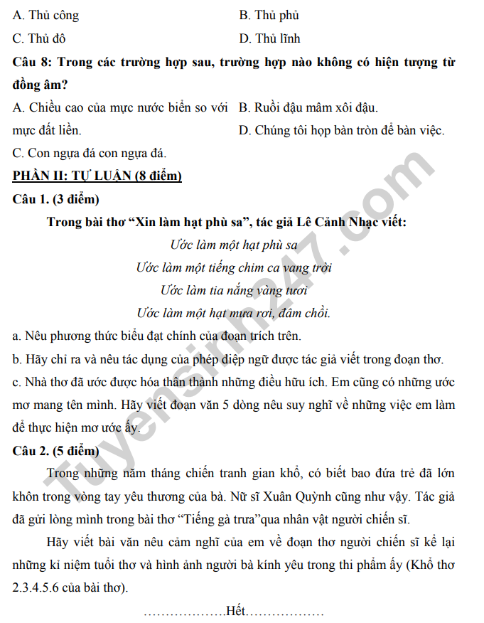 De thi ki 1 mon Van lop 7 nam 2022 - THCS Gia Thuy