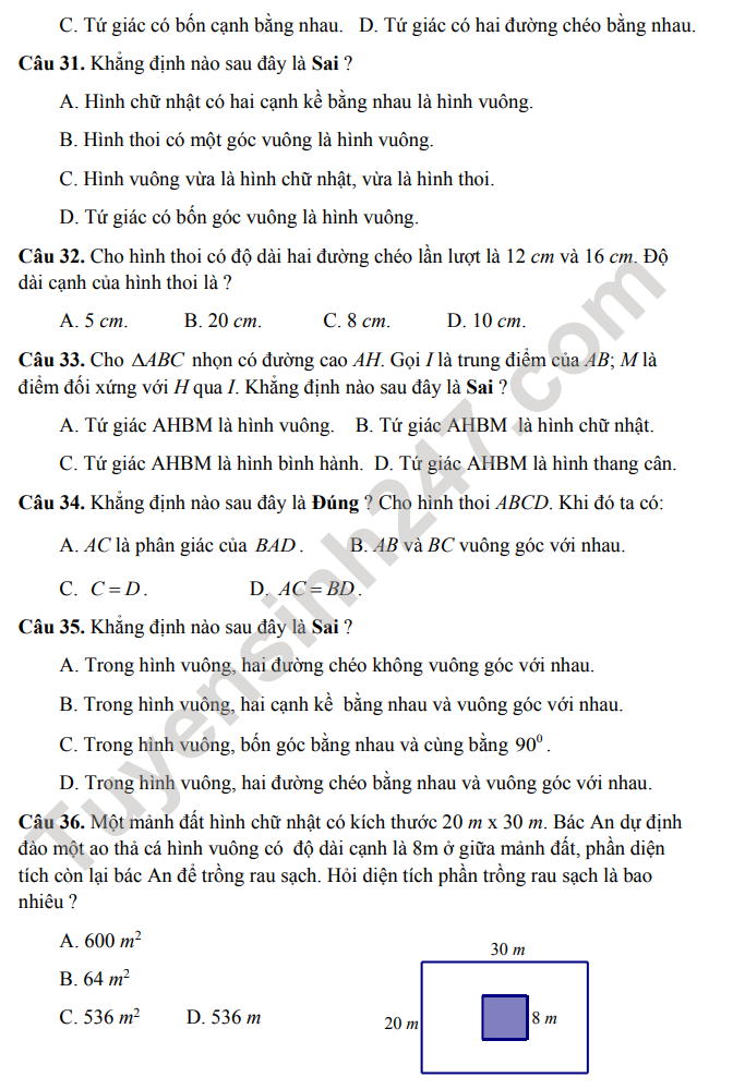 De thi mon Toan lop 8 hoc ki 1 nam 2022 - THCS Gia Thuy