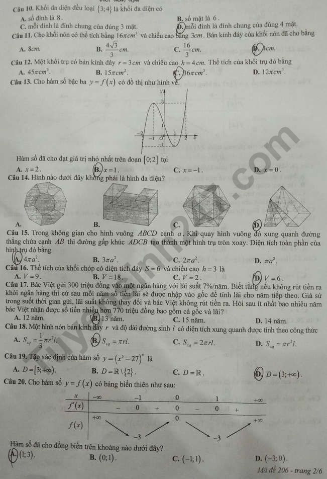De thi ki 1 mon Toan lop 12 nam 2022 - So GD Nam Dinh