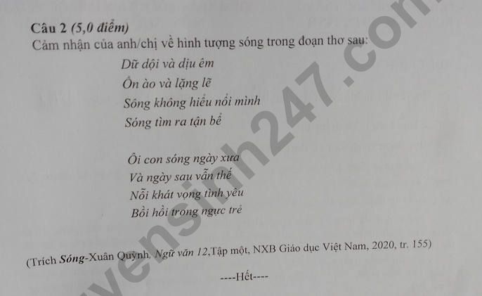De thi ki 1 mon Van lop 12 - GDTX Soc Trang 2022