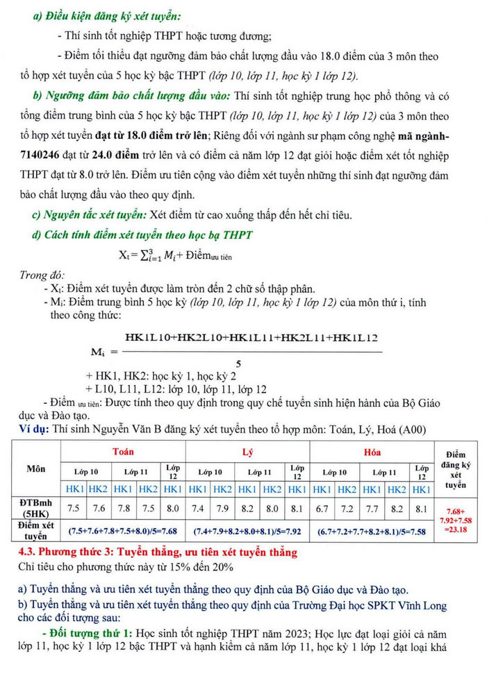 Thong tin tuyen sinh Dai hoc Su pham Ky thuat Vinh Long 2023