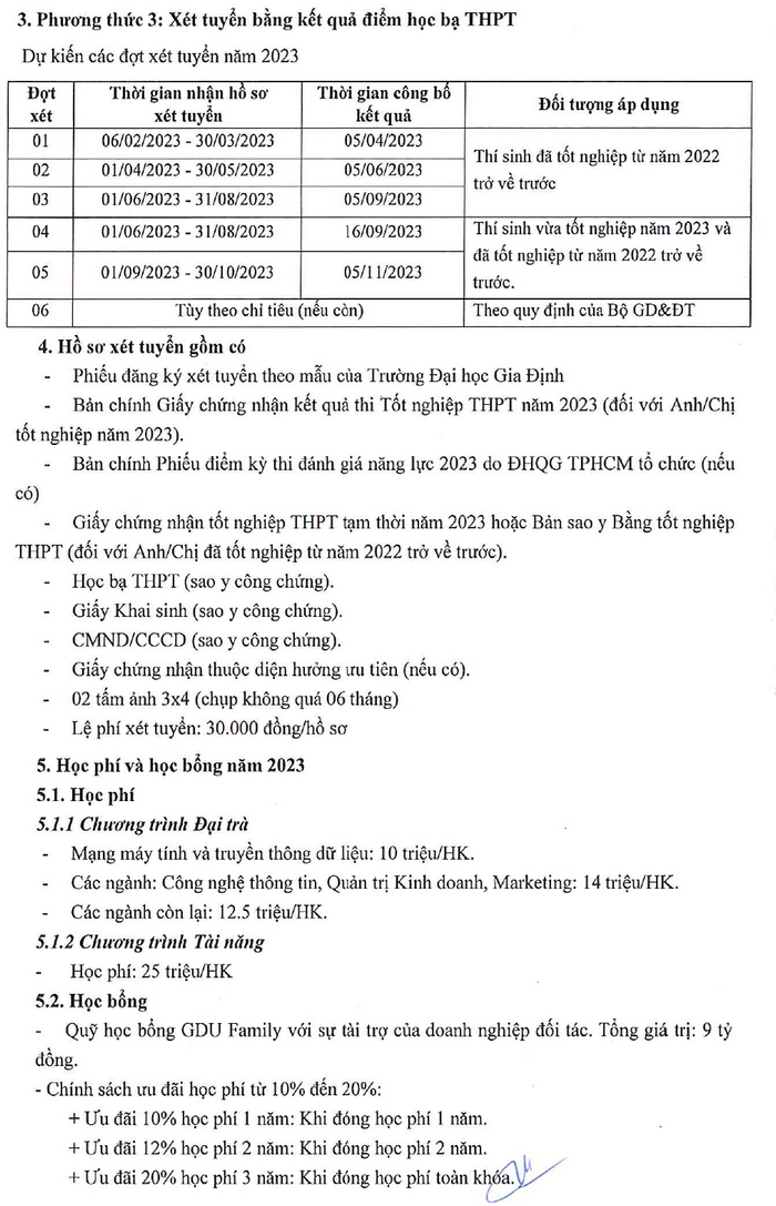 Dai hoc Gia Dinh cong bo thong tin tuyen sinh 2023