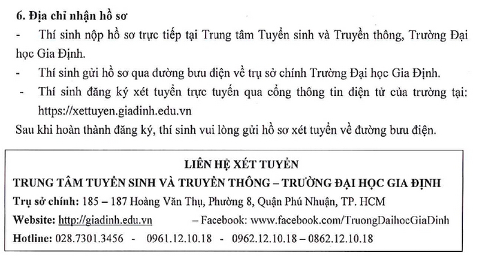 Dai hoc Gia Dinh cong bo thong tin tuyen sinh 2023