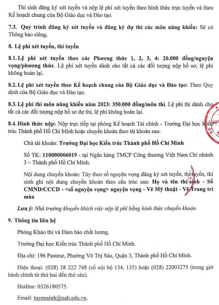 Phuong an tuyen sinh Dai hoc Kien truc TPHCM 2023