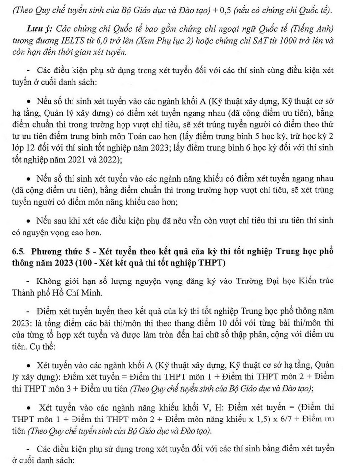 Phuong an tuyen sinh Dai hoc Kien truc TPHCM 2023