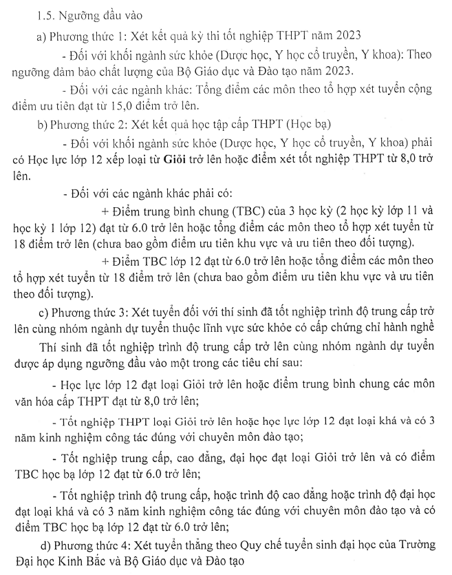 De an tuyen sinh Dai hoc Kinh Bac nam 2023