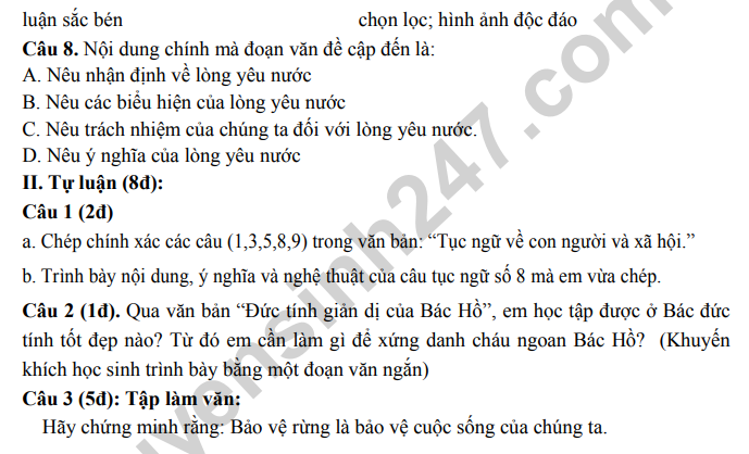 De thi giua ki 2 lop 7 mon Van nam 2022 - THCS Duc Giang