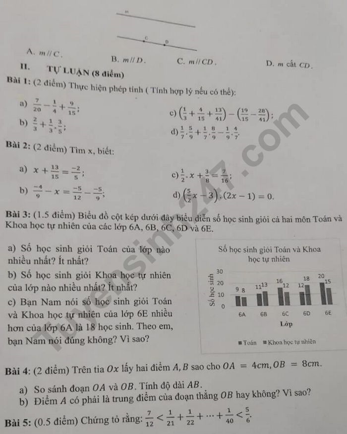De cuong giua ki 2 lop 6 mon Toan 2023 - THCS Marie Curie