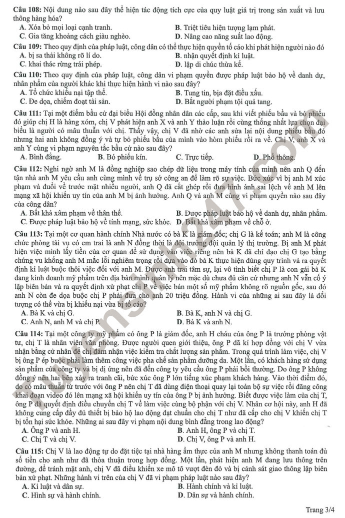 Huong dan giai de minh hoa mon GDCD tot nghiep THPT 2023