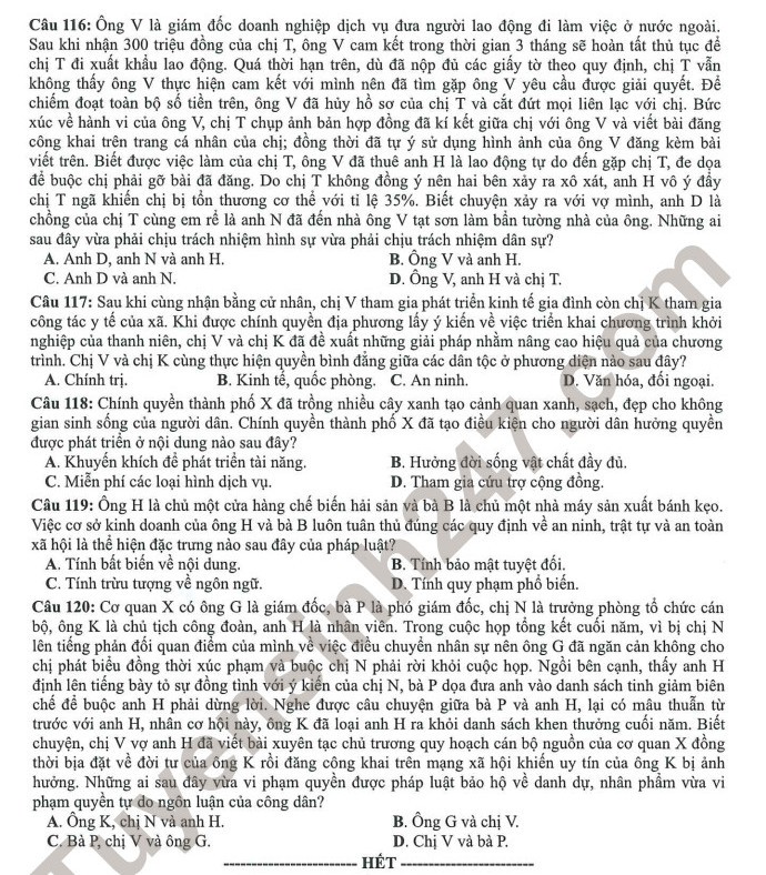 Huong dan giai de minh hoa mon GDCD tot nghiep THPT 2023
