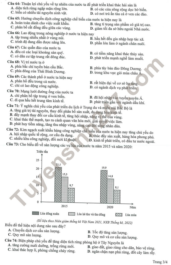 Huong dan giai de minh hoa mon Dia tot nghiep THPT 2023