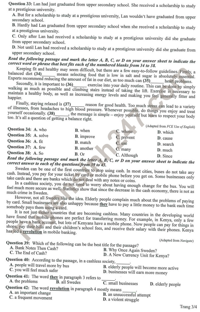 Huong dan giai de minh hoa mon Anh tot nghiep THPT 2023