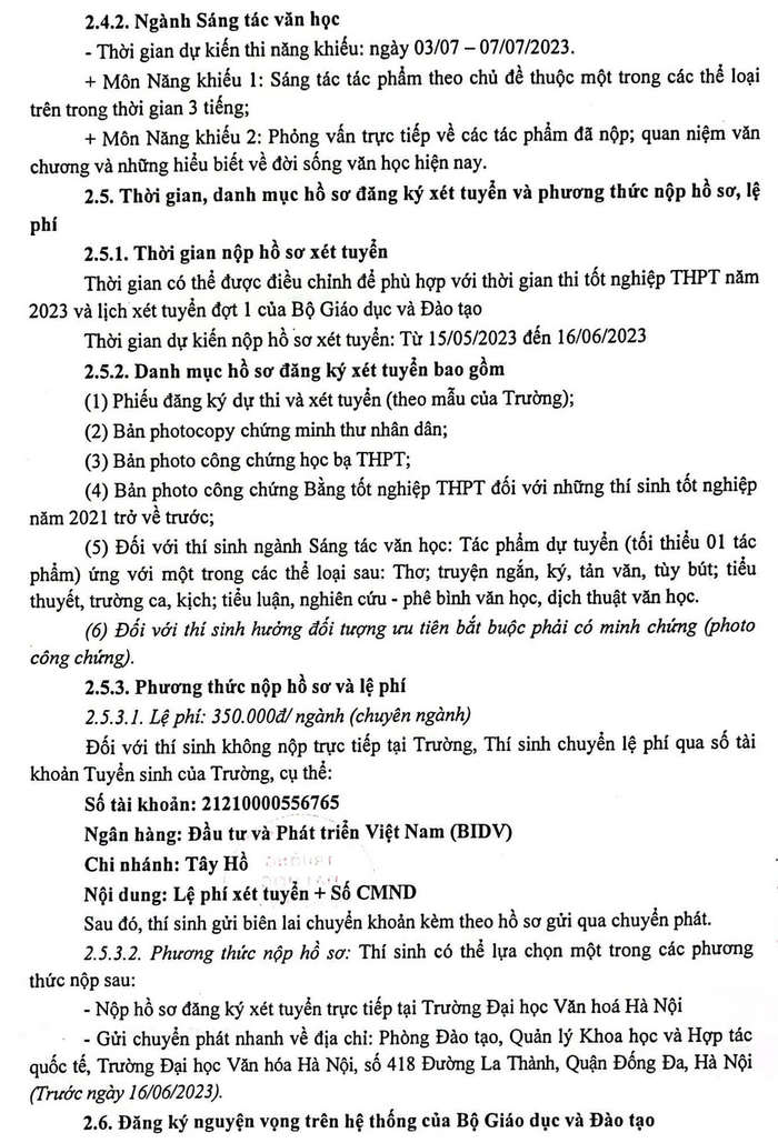 Dai hoc Van hoa Ha Noi cong bo thong tin tuyen sinh 2023