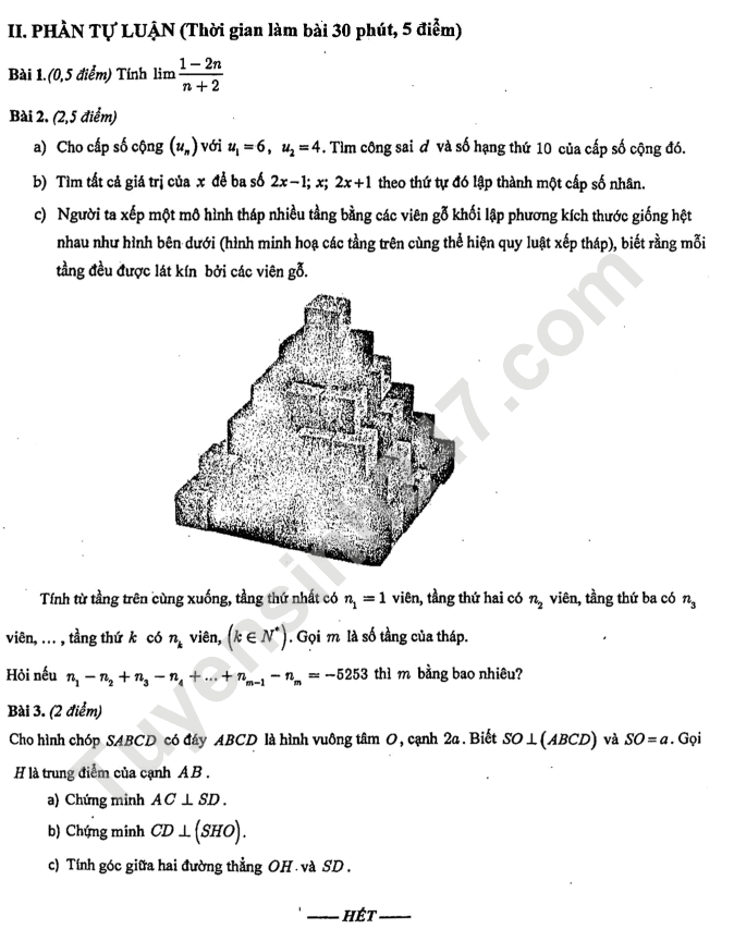 De giua ki 2 lop 11 mon Toan 2023 - THPT Phan Dinh Phung