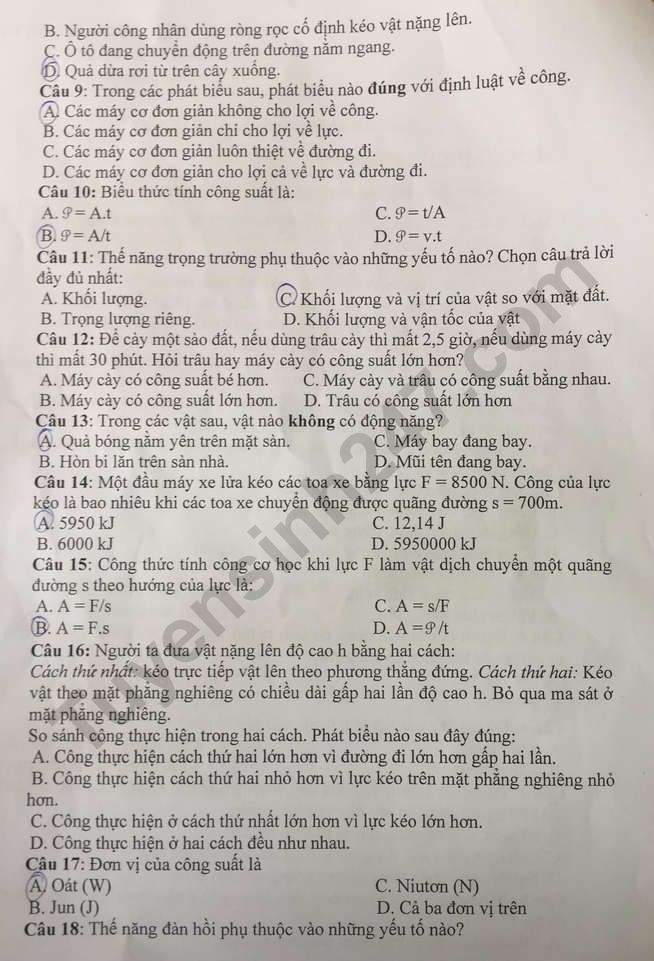 De thi giua ki 2 mon Ly lop 8 nam 2023 - Hoai Duc