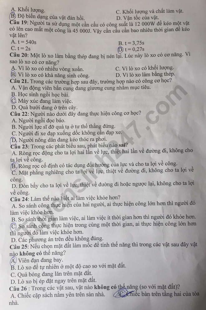 De thi giua ki 2 mon Ly lop 8 nam 2023 - Hoai Duc