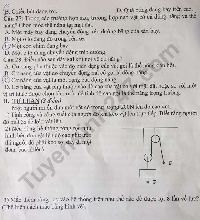 De thi giua ki 2 mon Ly lop 8 nam 2023 - Hoai Duc