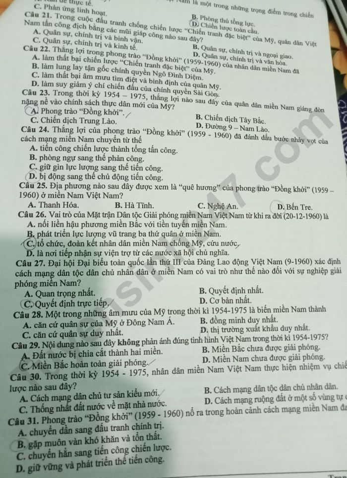 De thi giua ki 2 nam 2023 mon Su lop 12 - THPT Hong Ngu 1