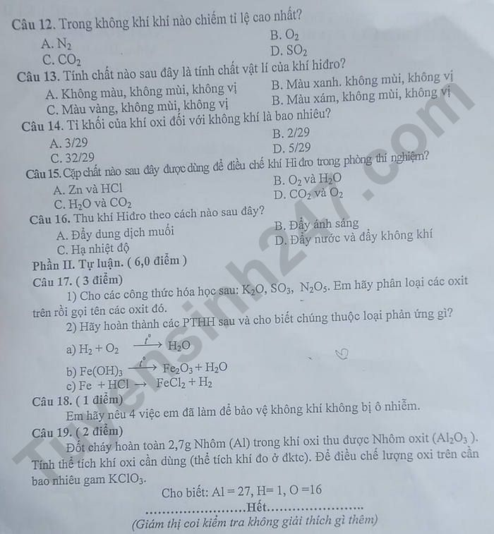 De giua ki 2 lop 8 mon Hoa 2023 - THCS 1 Xa Dai Dong