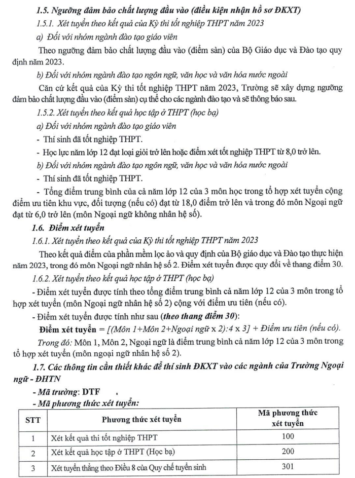De an tuyen sinh Truong Ngoai ngu - DH Thai Nguyen nam 2023