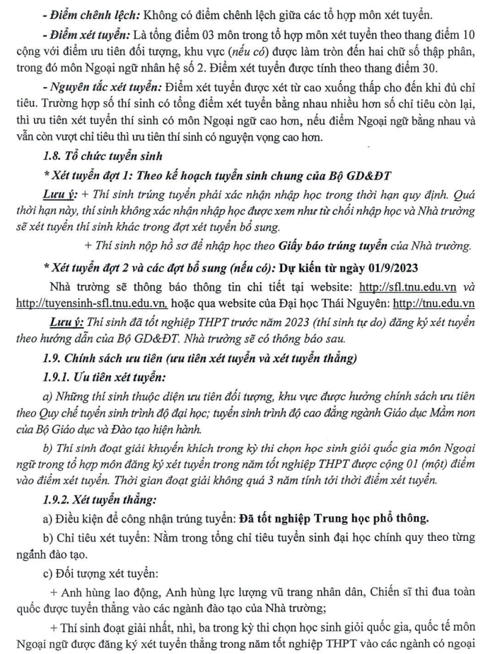 De an tuyen sinh Truong Ngoai ngu - DH Thai Nguyen nam 2023