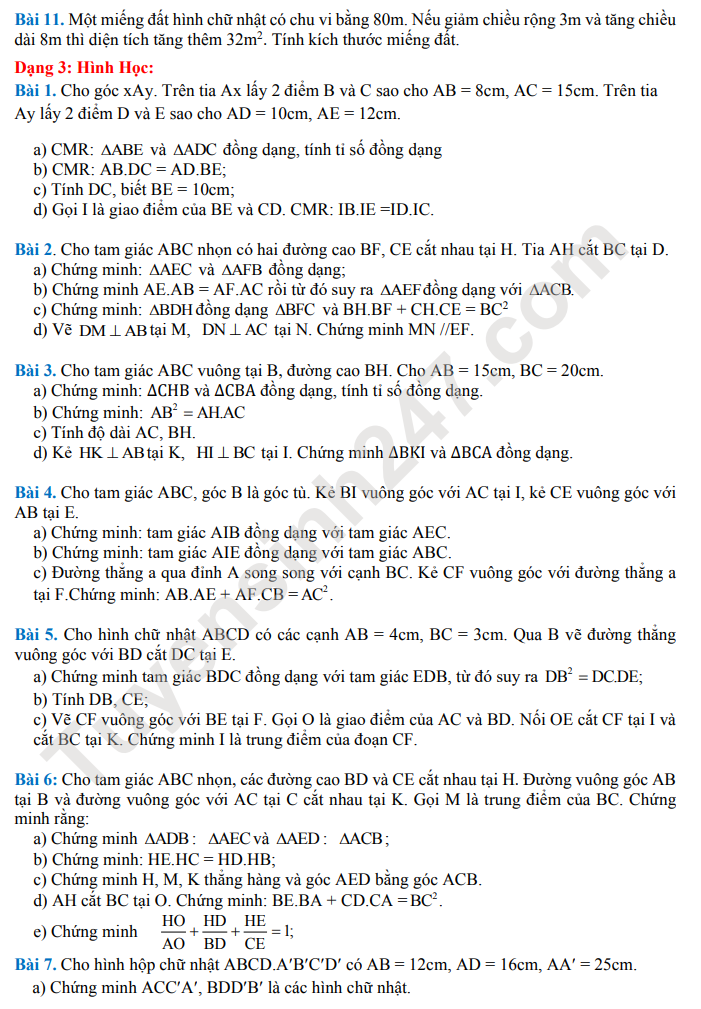 De cuong ki 2 mon Toan lop 8 nam 2023 - THCS Thang Long