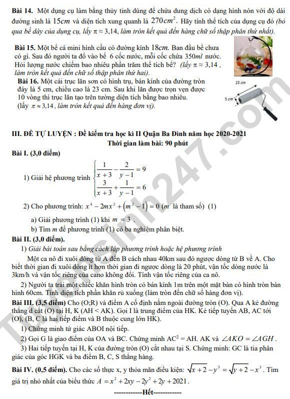 De cuong on cuoi ki 2 mon Toan lop 9 nam 2023 - THCS Giang Vo