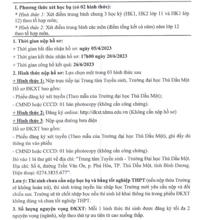 Dai hoc Thu Dau Mot cong bo thong tin tuyen sinh 2023