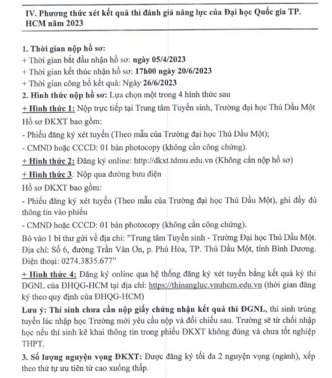 Dai hoc Thu Dau Mot cong bo thong tin tuyen sinh 2023
