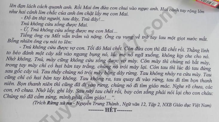 De thi cuoi ki 2 mon Van lop 12 nam 2023 - THCS THPT Vinh Hoa Hung Bac