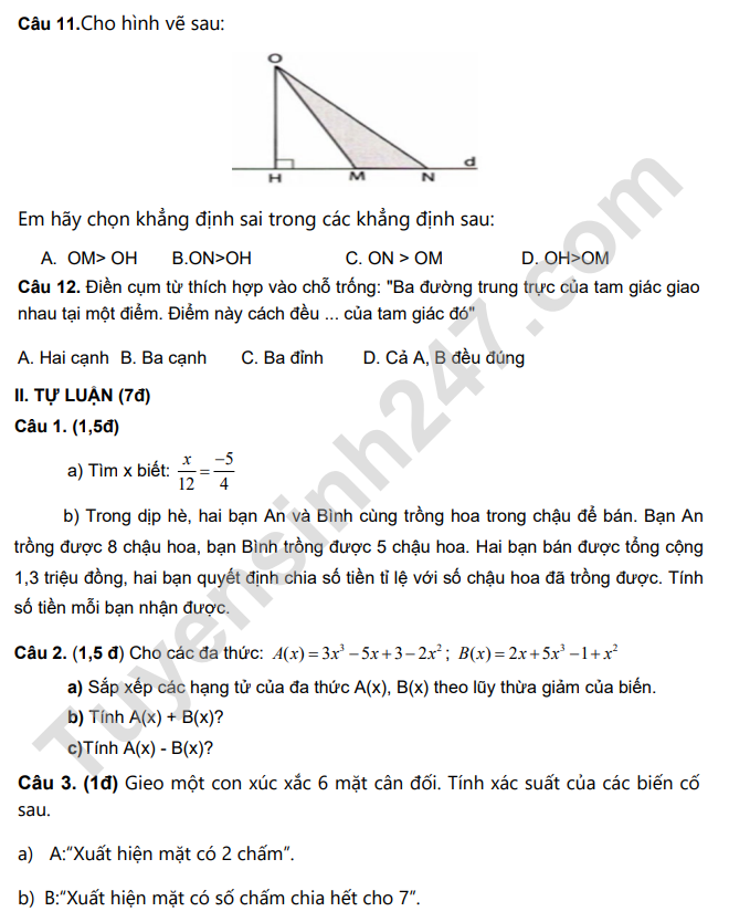 De thi ki 2 mon Toan lop 7 nam 2023 de nghi - THCS Yen The (Co dap an)