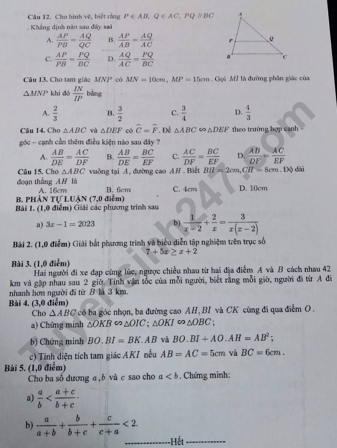 De thi ki 2 lop 8 mon Toan 2023 - Phong GD Vinh Bao