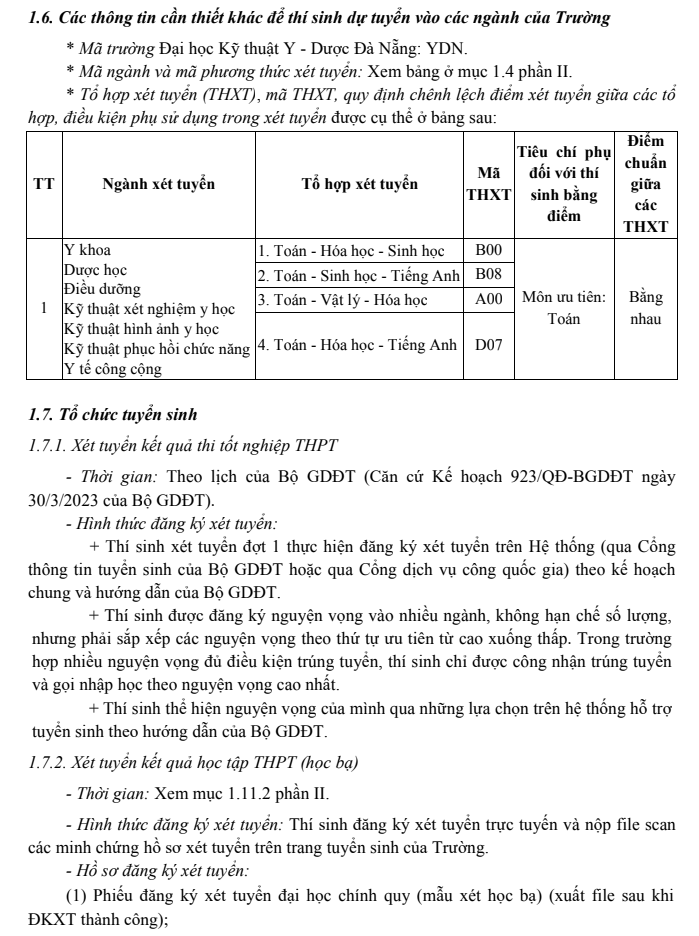De an tuyen sinh Dai hoc Ky thuat Y Duoc Da Nang 2023