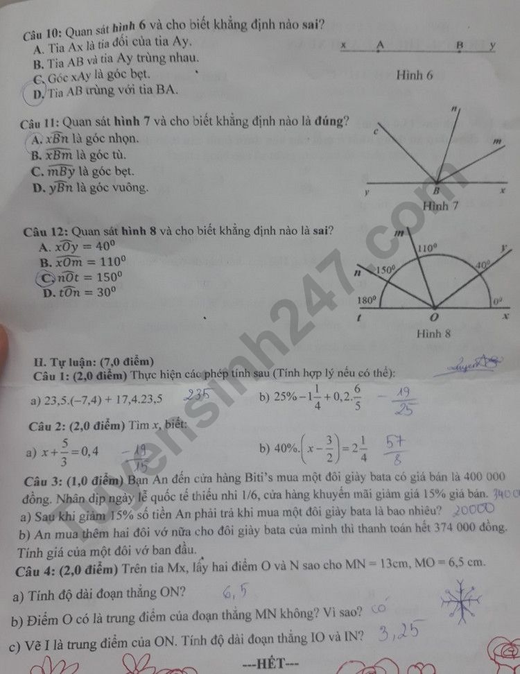 De thi ki 2 mon Toan lop 6 - THCS Le Anh Xuan nam 2023