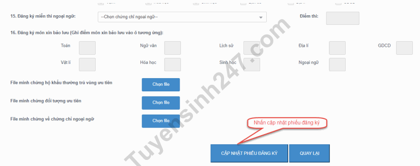 Huong dan sua phieu dang ky du thi tot nghiep THPT 2023
