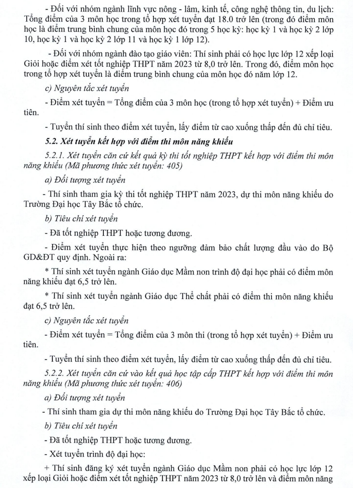 Phuong an tuyen sinh Dai hoc Tay Bac nam 2023
