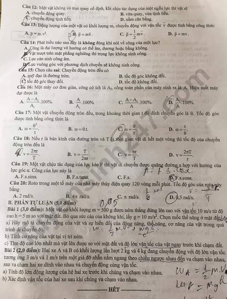 De thi ki 2 lop 10 mon Ly 2023 - So GD Bac Giang