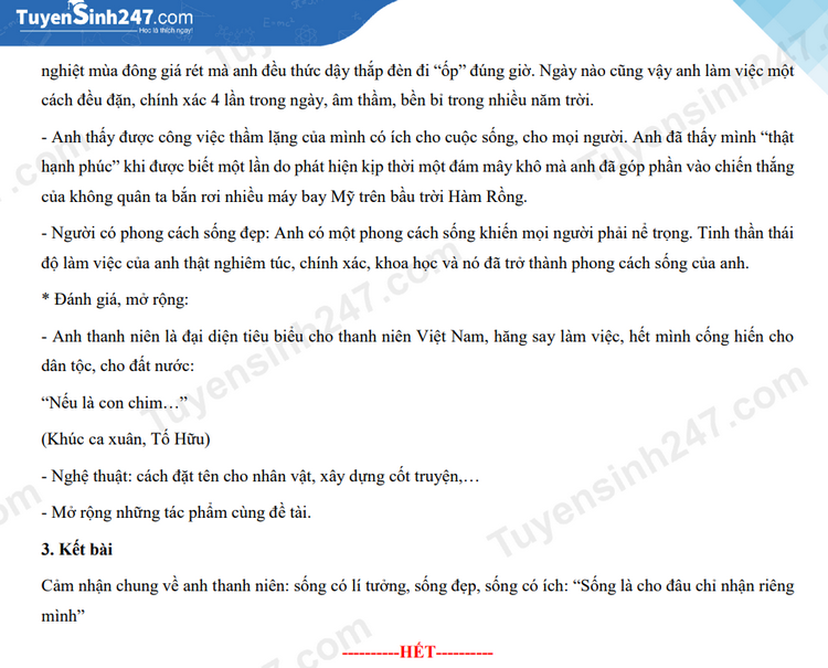 Dap an de thi vao lop 10 mon Van TP Da Nang 2023