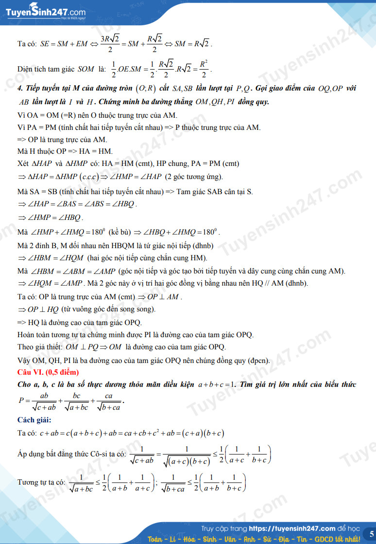 Dap an de thi vao lop 10 Ha Nam mon Toan 2023