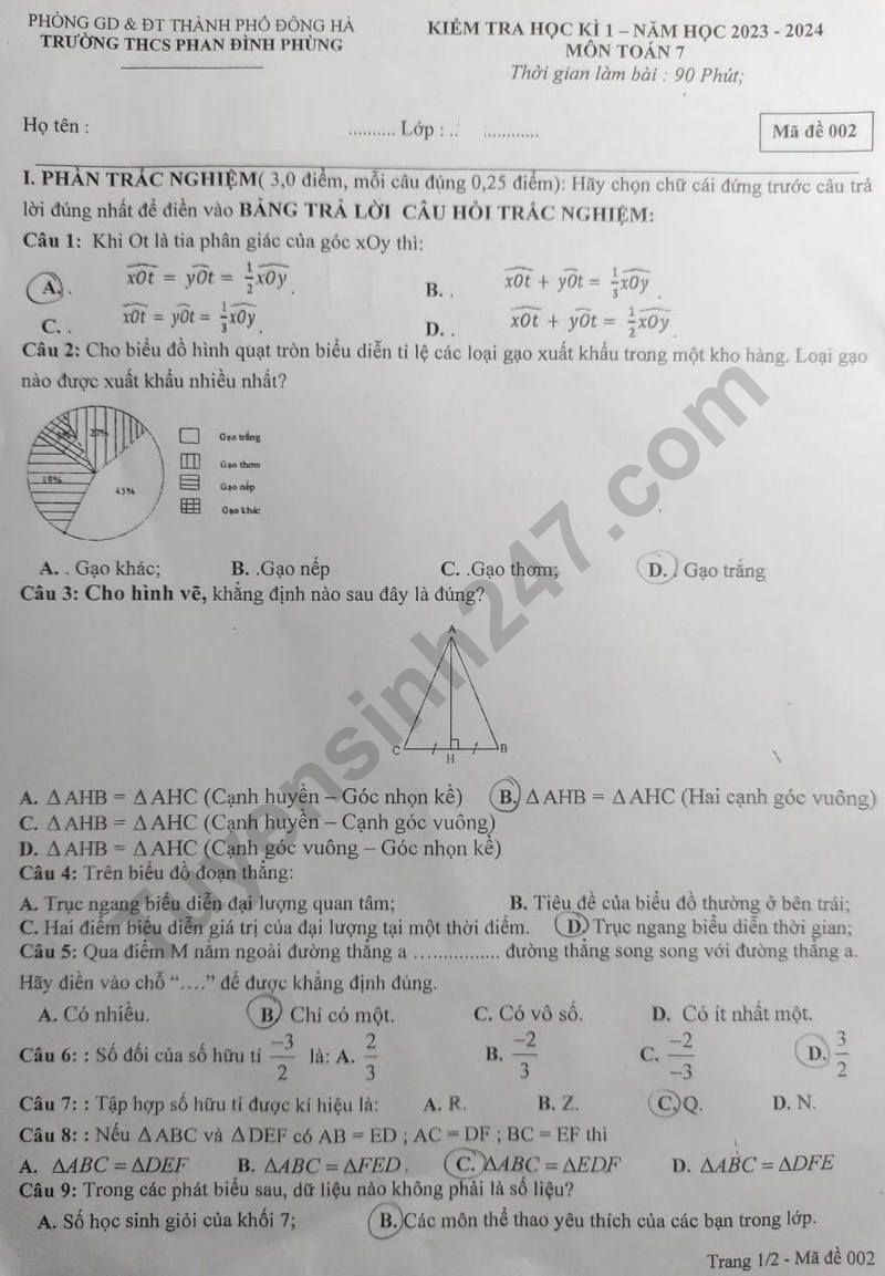 De thi ki 1 mon Toan lop 7 - THCS Phan Dinh Phung 2023