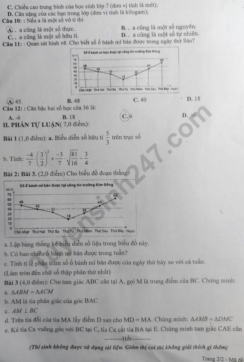 De thi ki 1 mon Toan lop 7 - THCS Phan Dinh Phung 2023
