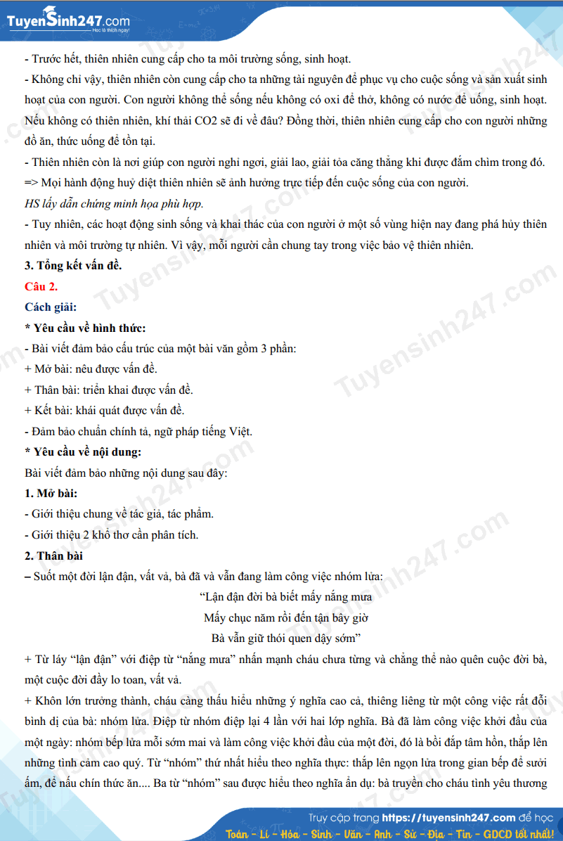 Dap an de thi vao lop 10 - Binh Duong mon Van 2024