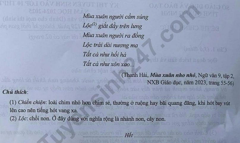 Dap an de thi vao lop 10 mon Van - Quang Ninh 2024