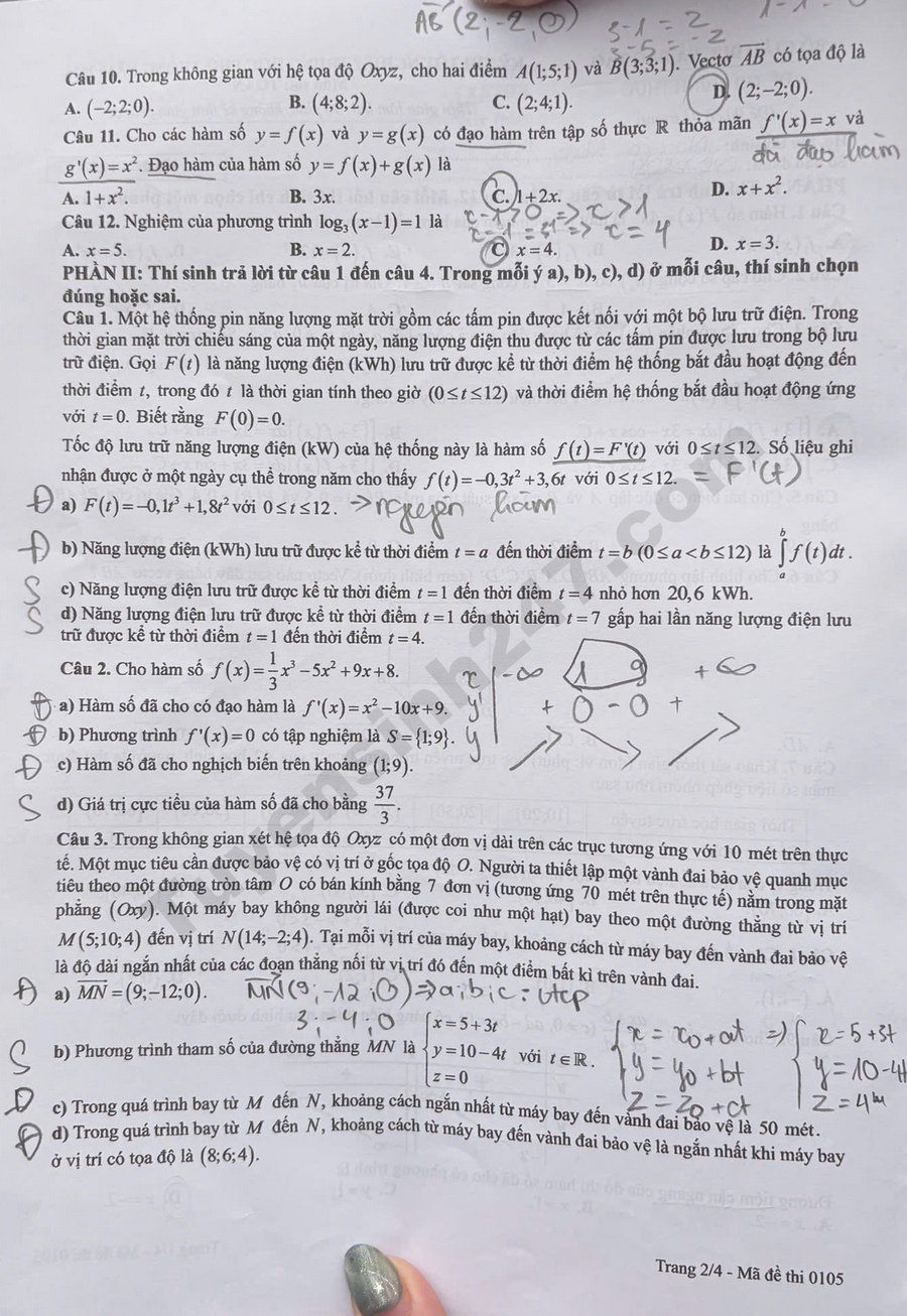 Tra cuu dap an de thi tot nghiep THPT 2026 mon Toan - Ma de 0105