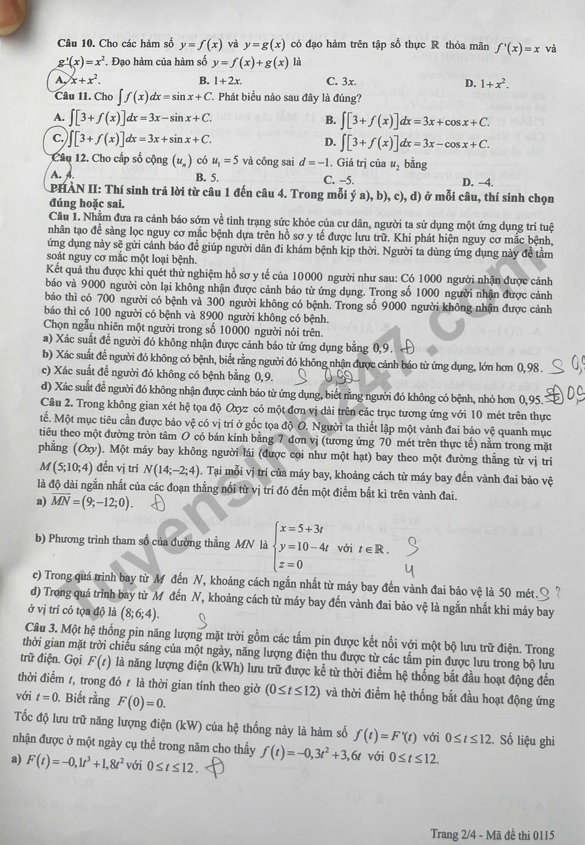 Dap an de thi tot nghiep THPT 2026 mon Toan - Ma de 0115
