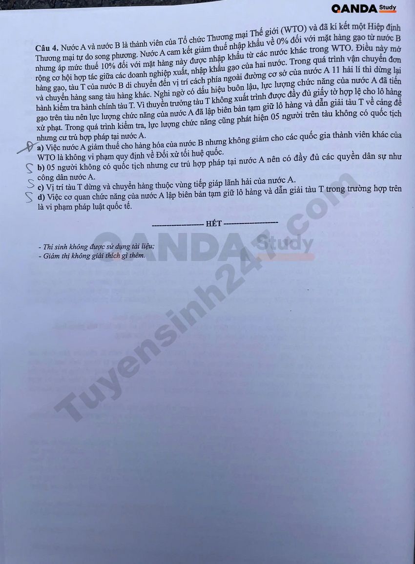 Dap an de thi tot nghiep THPT 2026 mon GDKTPL - Ma de 1032 chi tiet