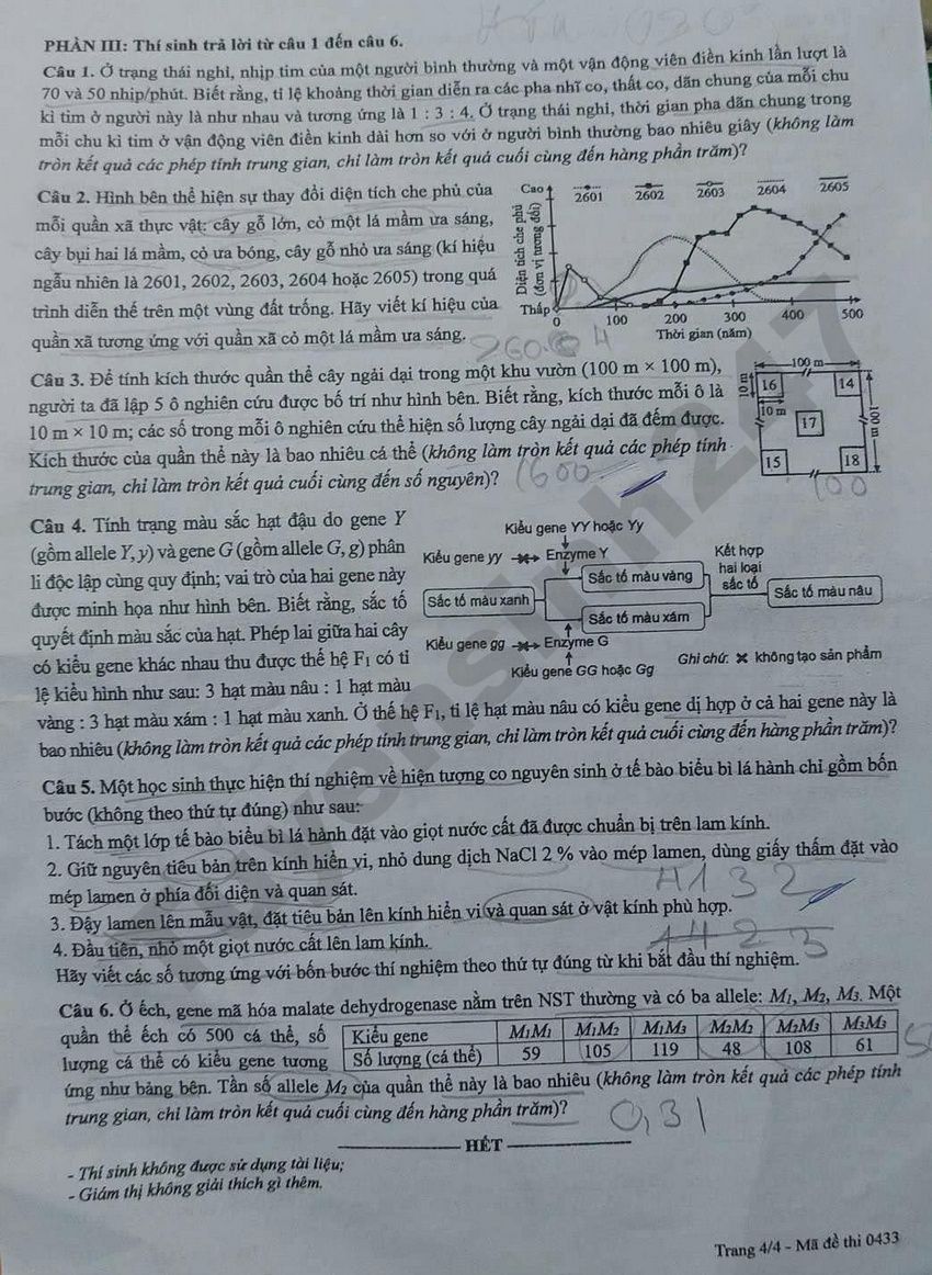 Tra cuu dap an de thi tot nghiep THPT 2026 mon Sinh - Ma de 0433